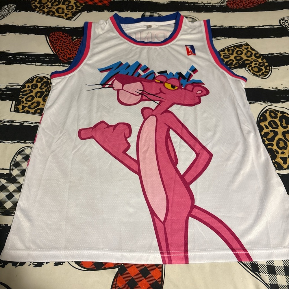Kids Pink Panther Tank Top - White and Pink